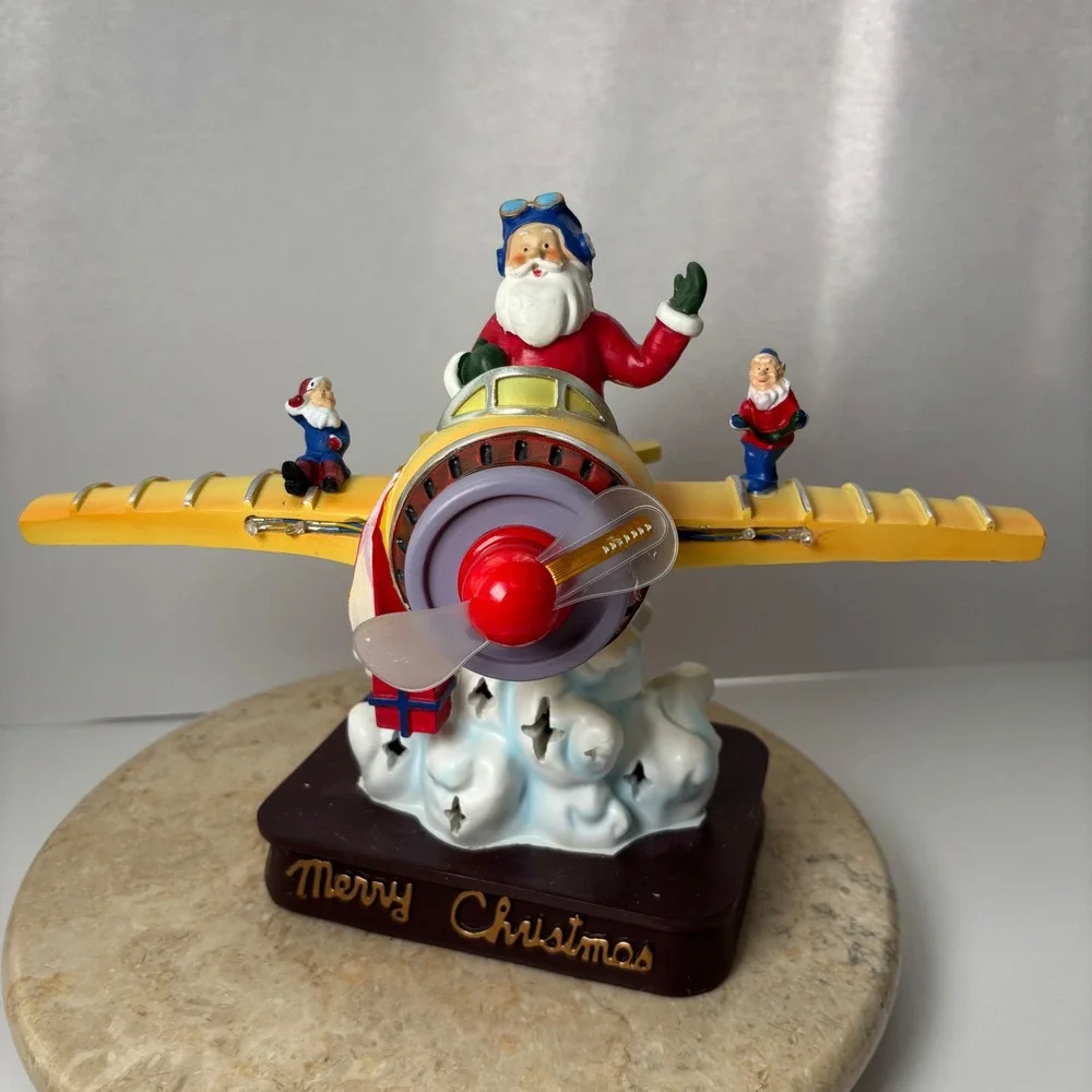 Enchanted Forest Musical Christmas Airplane Santa LED Lights Plays Songs‎